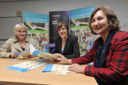 Minister Lisa Neville, centre, with Associate Professor Margarita Frederico, right, and senior lecturer  in Social Work and Social Policy, Dr Patricia McNamara.