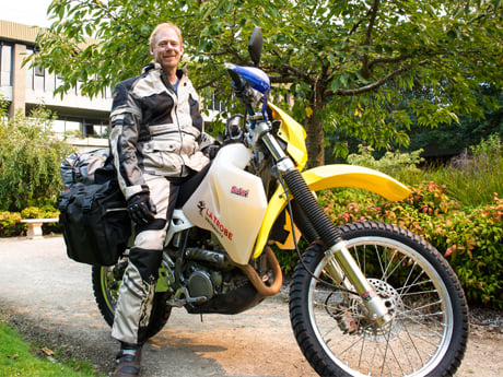 Rowan English on his motorbike
