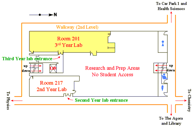 Location map of teaching labs