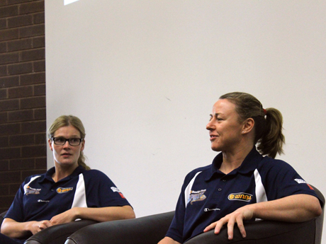 Chelsea Aubry and Kristi Harrower speak to staff and students about their season, training regimes and how the game has changed over the years.
