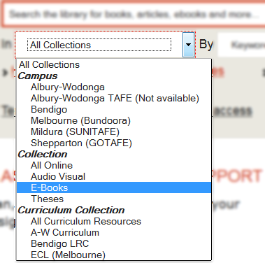 Sample of the ebook search