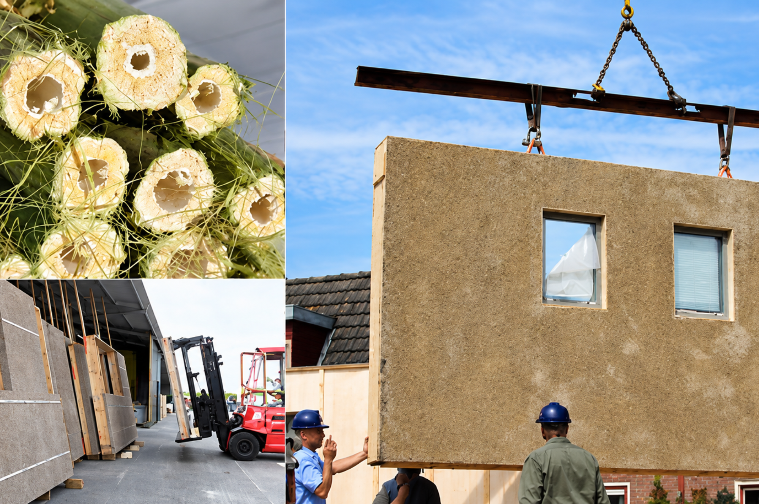 three images hem, hempcrete