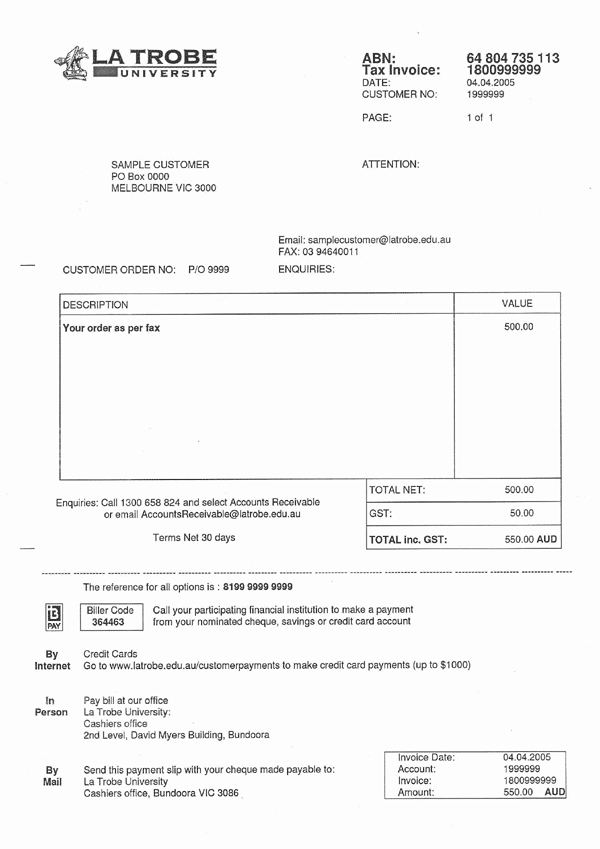 Sample invoice