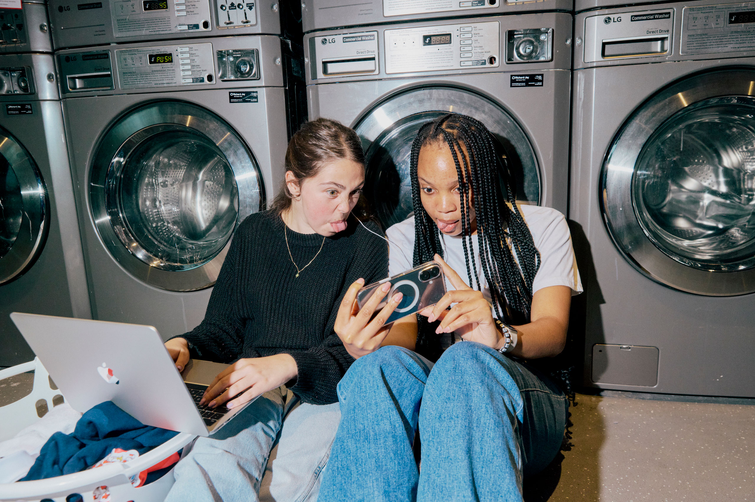 Students in front of laundry