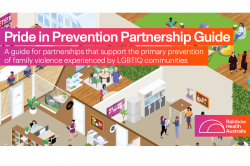 Pride in Prevention Partnership Guide launch. A guide for partnerships that support the primary prevention of family violence experienced by LGBTQI communities.