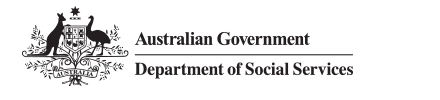 Australian Commonwealth Coat of Arms with the text Australian Government Department of Social Services