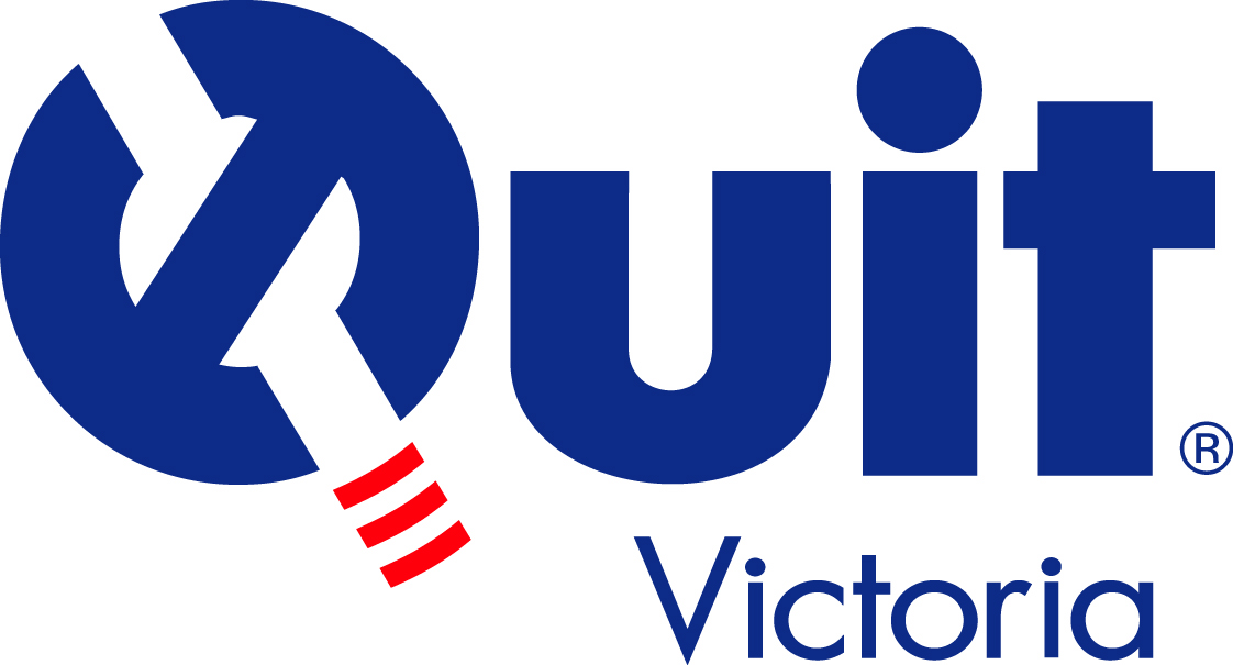 Quit Victoria logo, featuring the word Quit with the Q formed from a 'no smoking' symbol