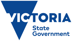 Logo featuring a blue 'V' triangle with the text 'Victoria State Government