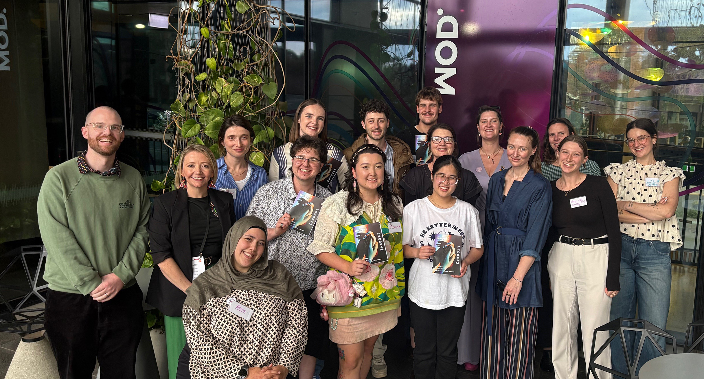Group photo from the Youth Summit of the presenting YAB members, ARCSHS team, SHINE SA and Sexual Health Victoria representatives 