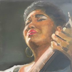 Painted portrait of singer Odetta