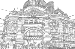 Sketch art of Flinders Street Station