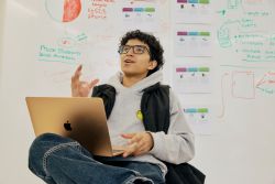 Business student on laptop