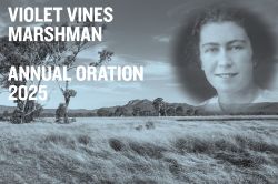 Stylised image with Violet Vines Marshmann over country image with text reading 