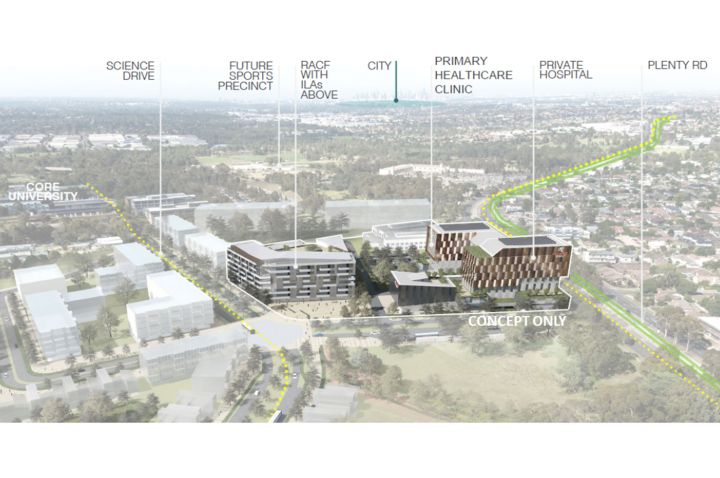 Concept rendering of La Trobe's City of the Future Health and Wellbeing Hub