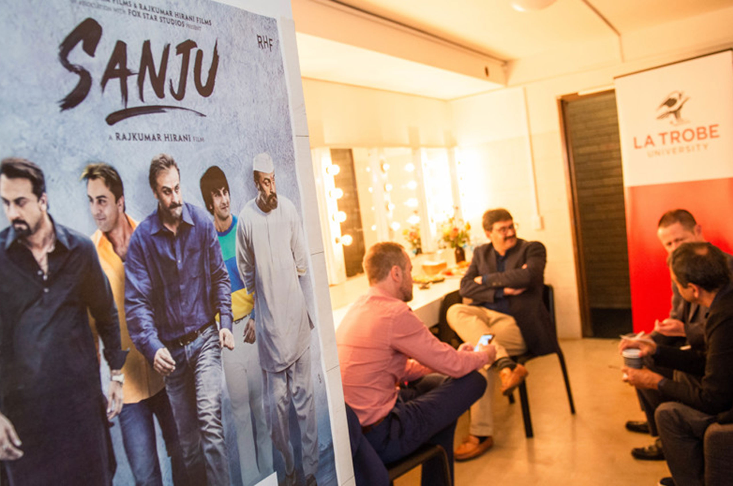 Director Rajkumar Hirani and writer Abhijat Joshi at La Trobe University.
