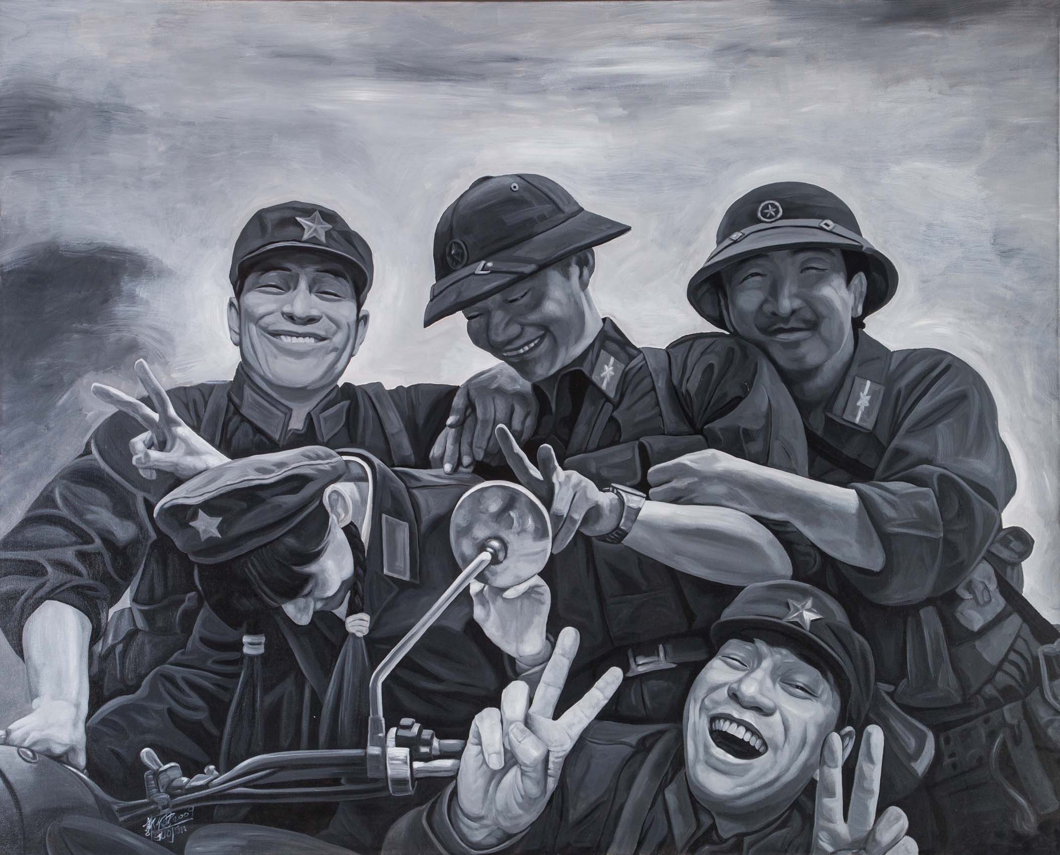 Guo Jian, ‘The cast and the crew’, 2009, synthetic polymer paint on canvas. La Trobe University, Geoff Raby Collection of Chinese Art. Donated by Dr Geoff Raby AO through the Australian Government’s Cultural Gifts Program, 2019. © Guo Jian. Courtesy the artist and ARC ONE Gallery. Photo: Jia De