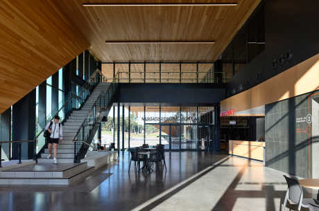 The lobby area in the La Trobe Sports Stadium.