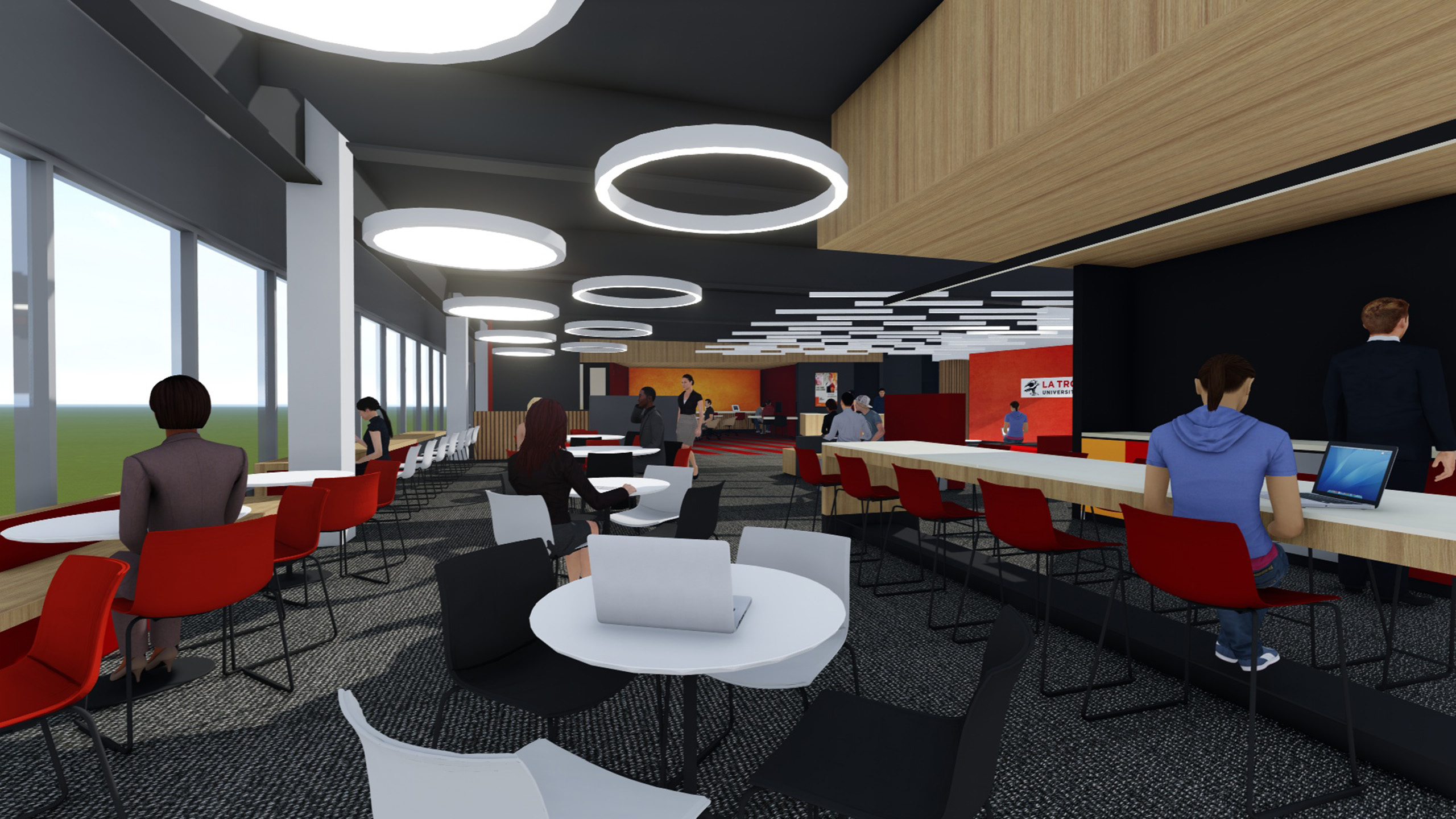 Level 2, informal study area, looking towards the reception