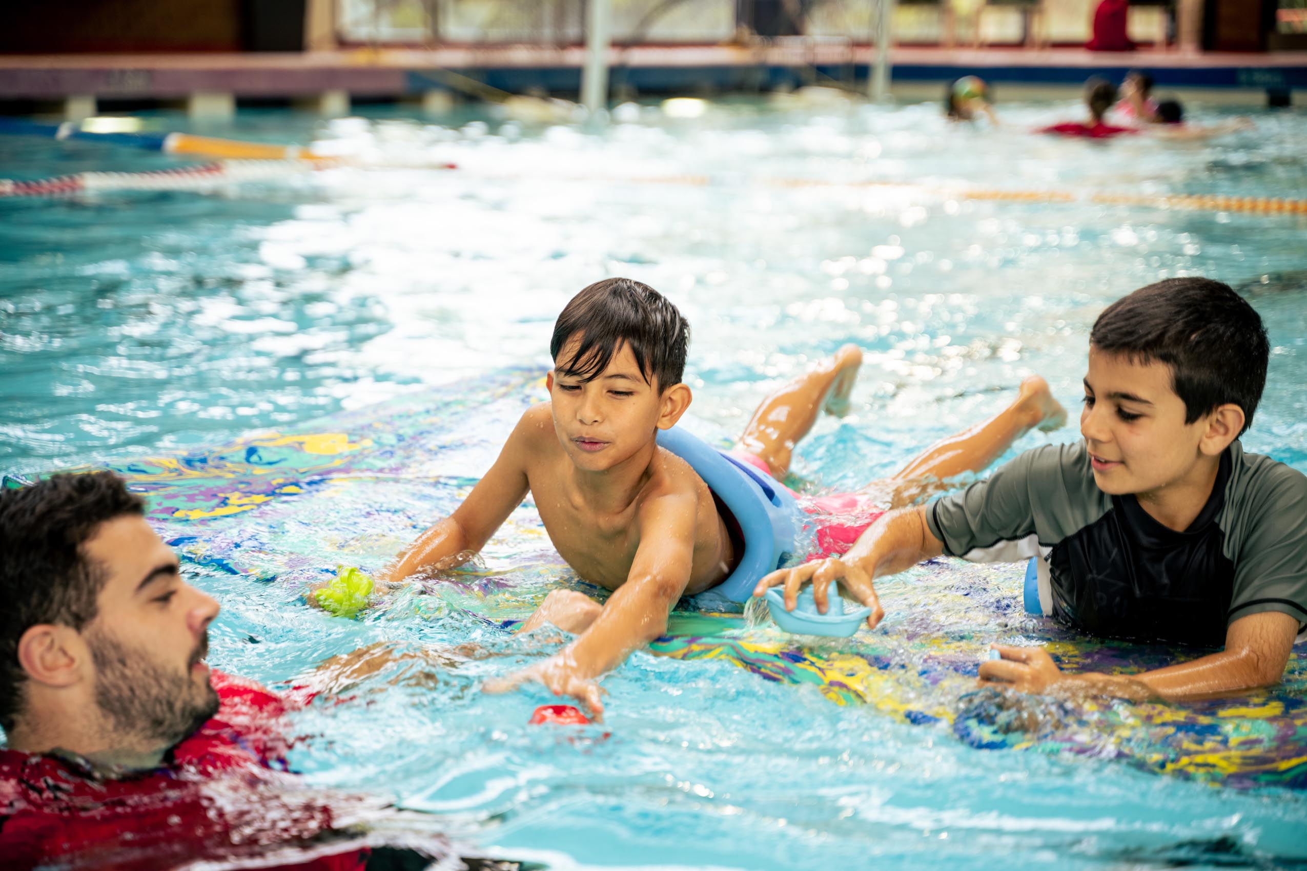 Kids in the pool for water safety program