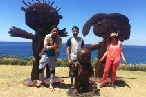 Students visiting the annual Sculptures by the Sea exhibition at Bondi