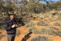 Simon Verdon searching for Mallee Emu-Wrens in the field.