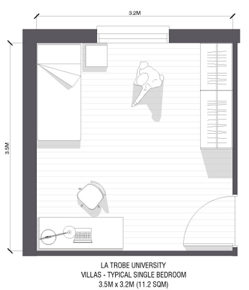 Villas floor plan of a bedroom