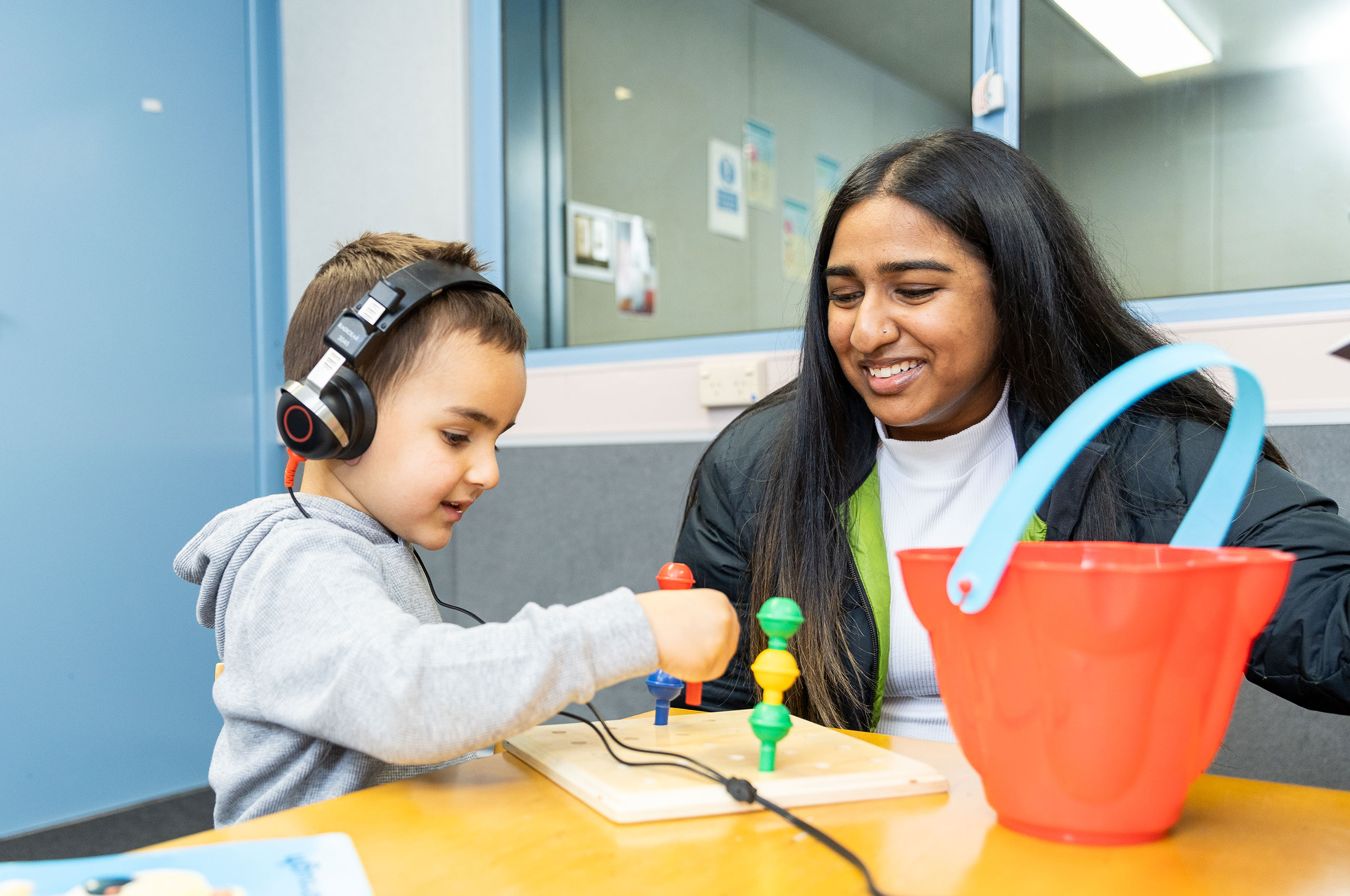 Child doing hearing test