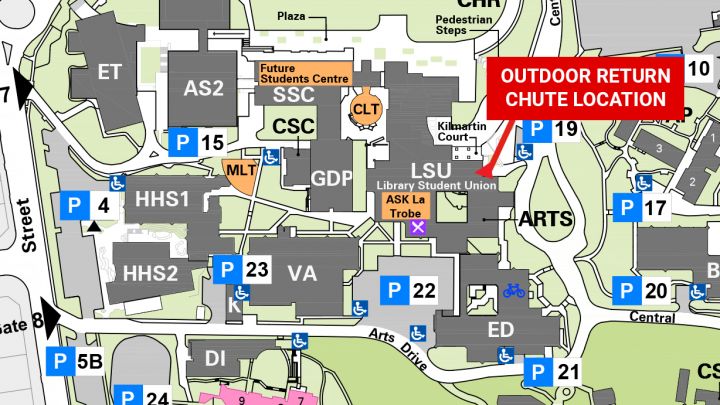 Bendigo Campus Map outdoor chute