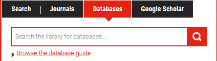 Databases tab on library website