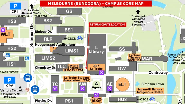 Melbourne return chute map