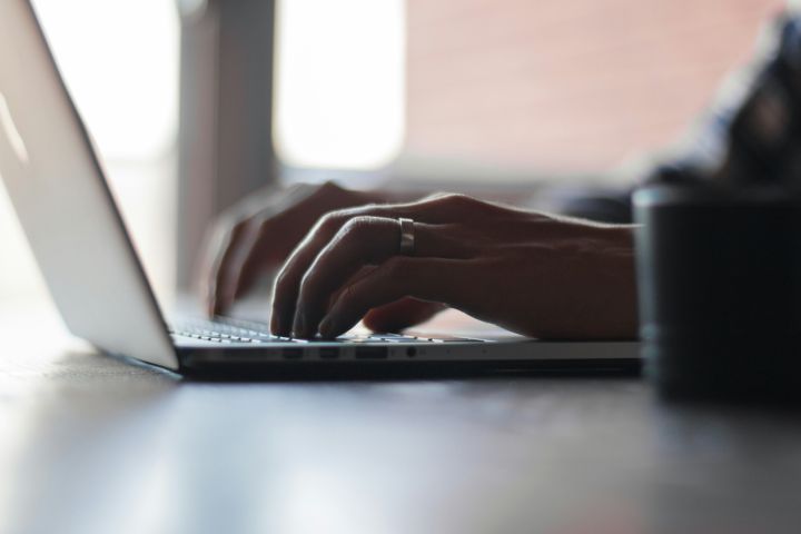 Writing on a laptop