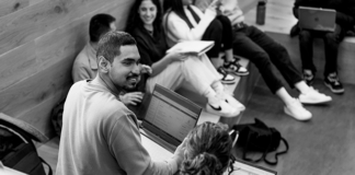 Students in study spot together
