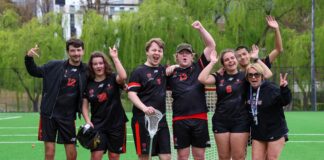 A sports team in their La Trobe uniform