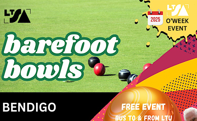 Barefoot bowls (650 x 400) Graphic with Barefoot Bowls - Bendigo written on it