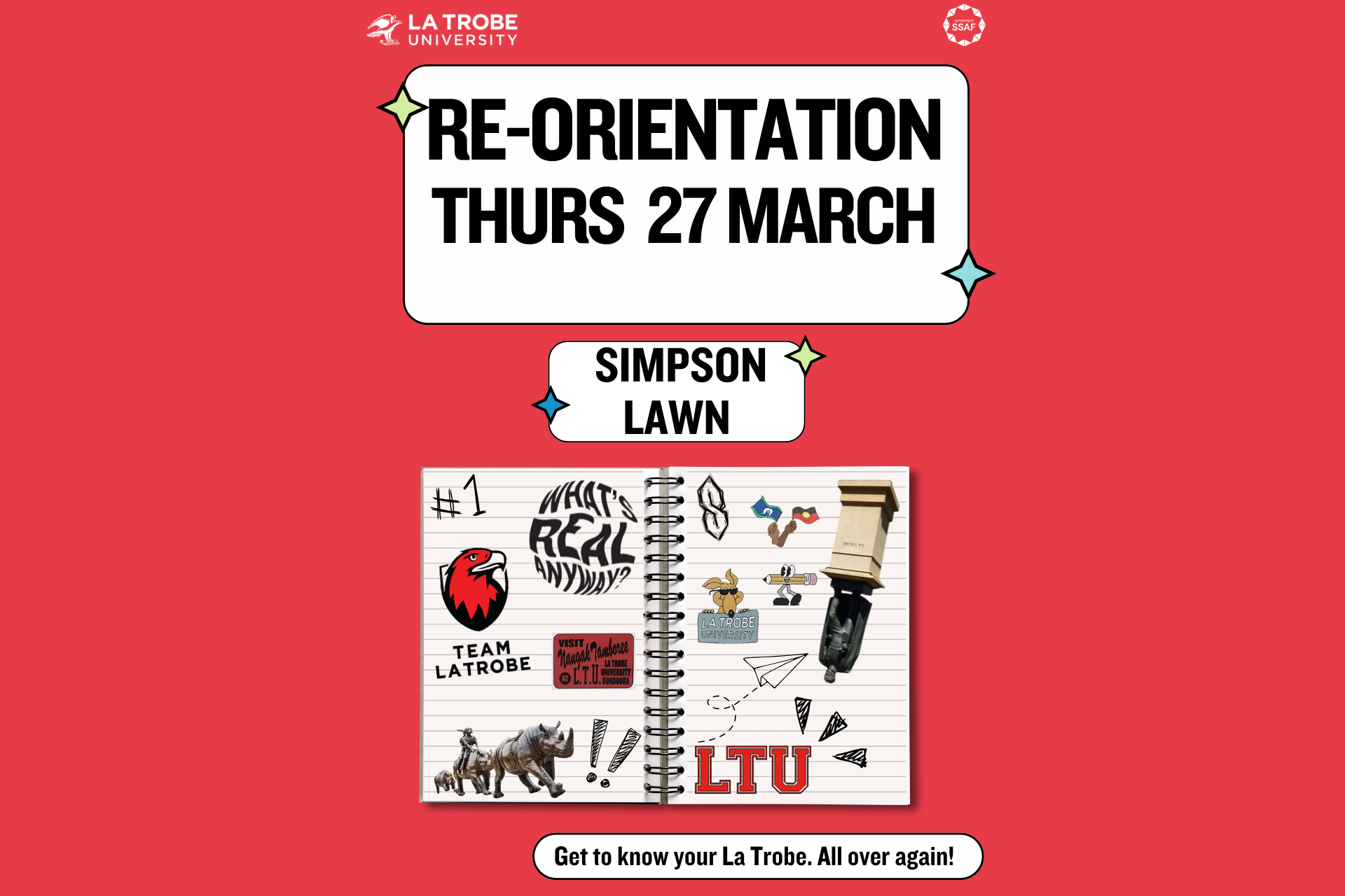 Bundoora Text on imagine reading 'Re-Orientation Thursday 27 March'