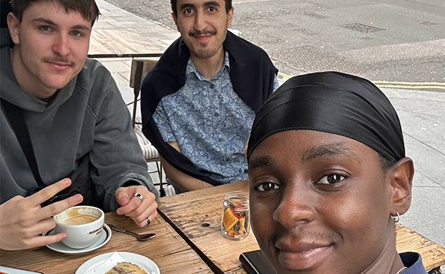 Nkosi and friends on exchange in the UK