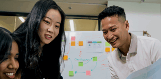 La robe student working on a project