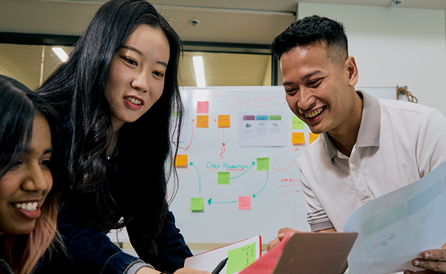 La robe student working on a project