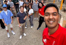 Student intern Akshad taking a selfie with his La Trobe uni peers