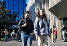 Two students walking