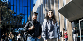 Two students walking