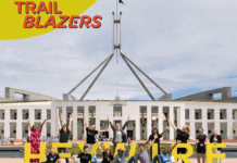 ABC trailblazers image in front of Parliament house