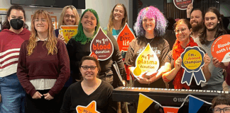 La Trobe University Choir society at the Lifeblood Bundoora Donor Centre