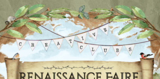 Renaissance Faire poster with illustrations of a forest