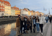 Student on exchange in Europe with friends