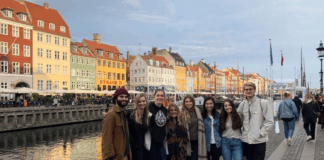 Student on exchange in Europe with friends