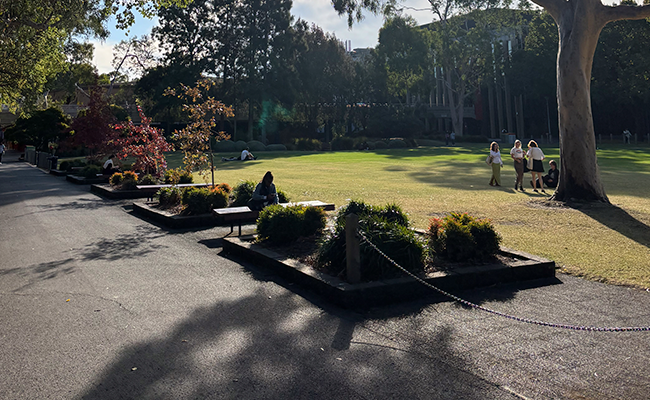 Walking around campus