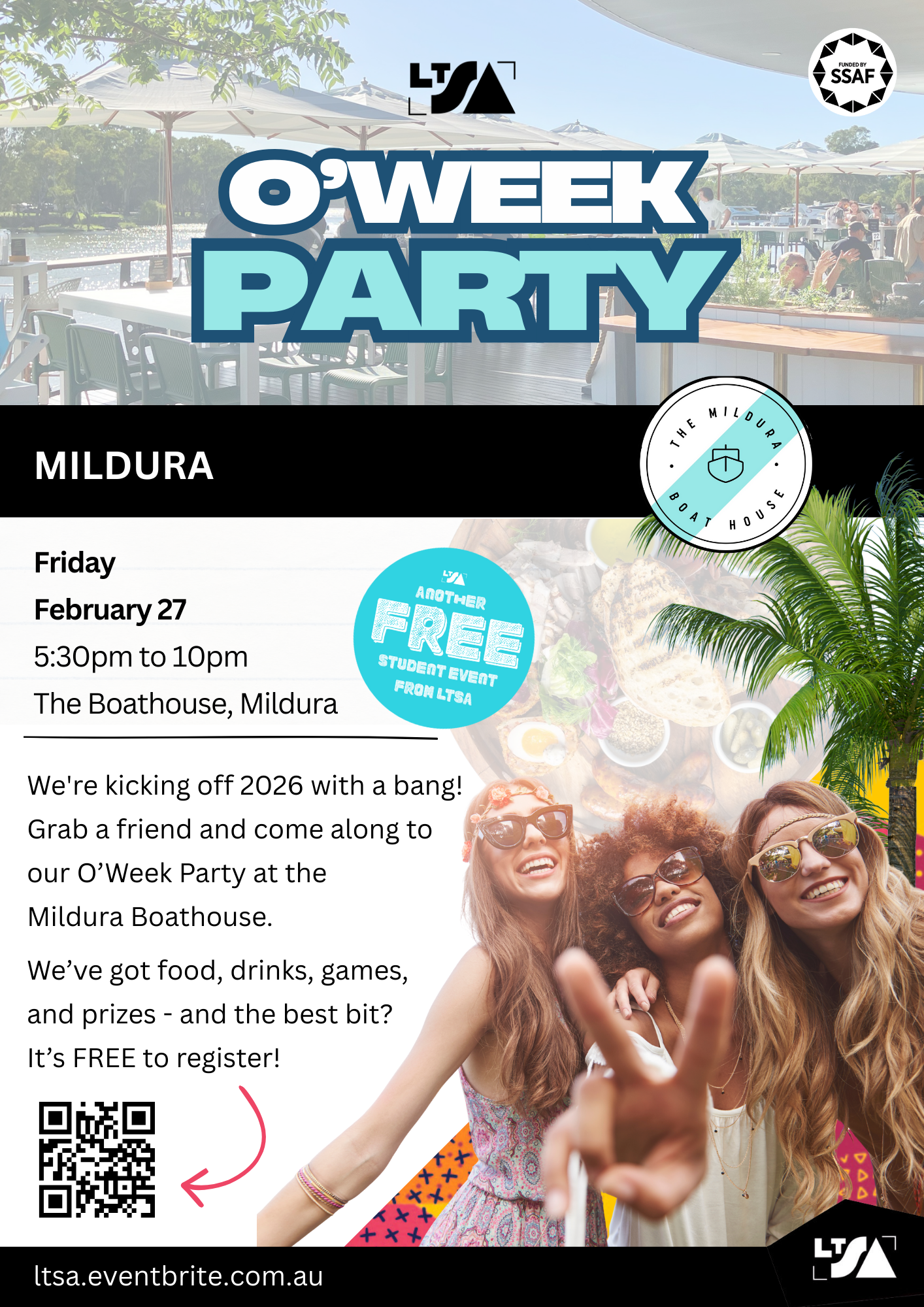 A poster for the LTSA Mildura O Week Party 2026
