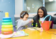 A child during a hearing test at the Audiology Clinic