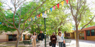 Students walking on campus